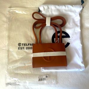 Small tan Telfar shopping bag